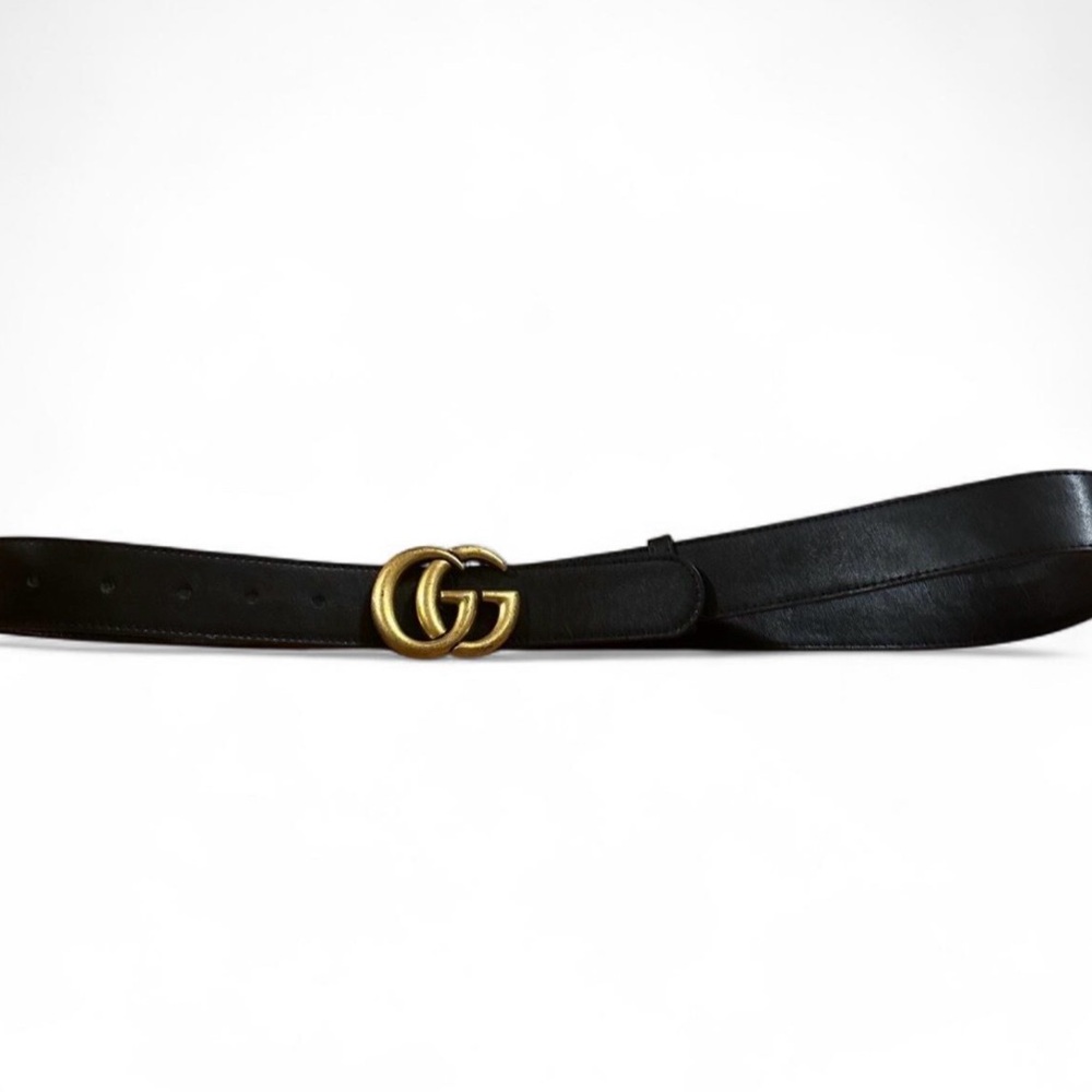 Gucci Black Belt with Gold GG Buckle